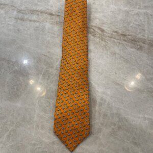 Hermes Orange Snail Race Print Tie